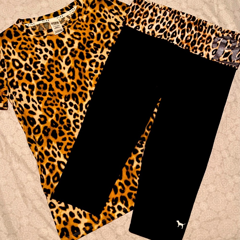 VS PINK leopard set S/M